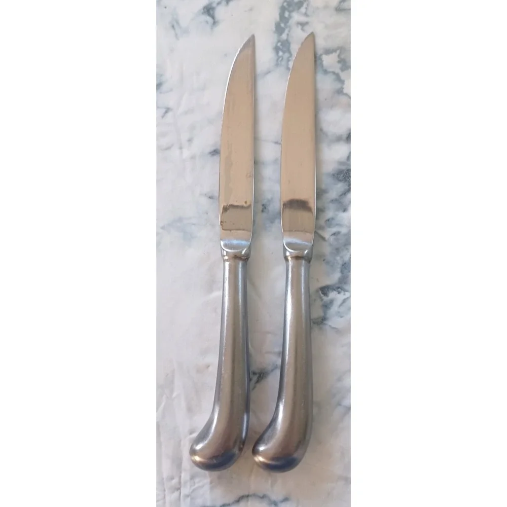 Japan Stainless Steel Hollow Handle Dinner Knives 2pc Pistol Grip Replacement
